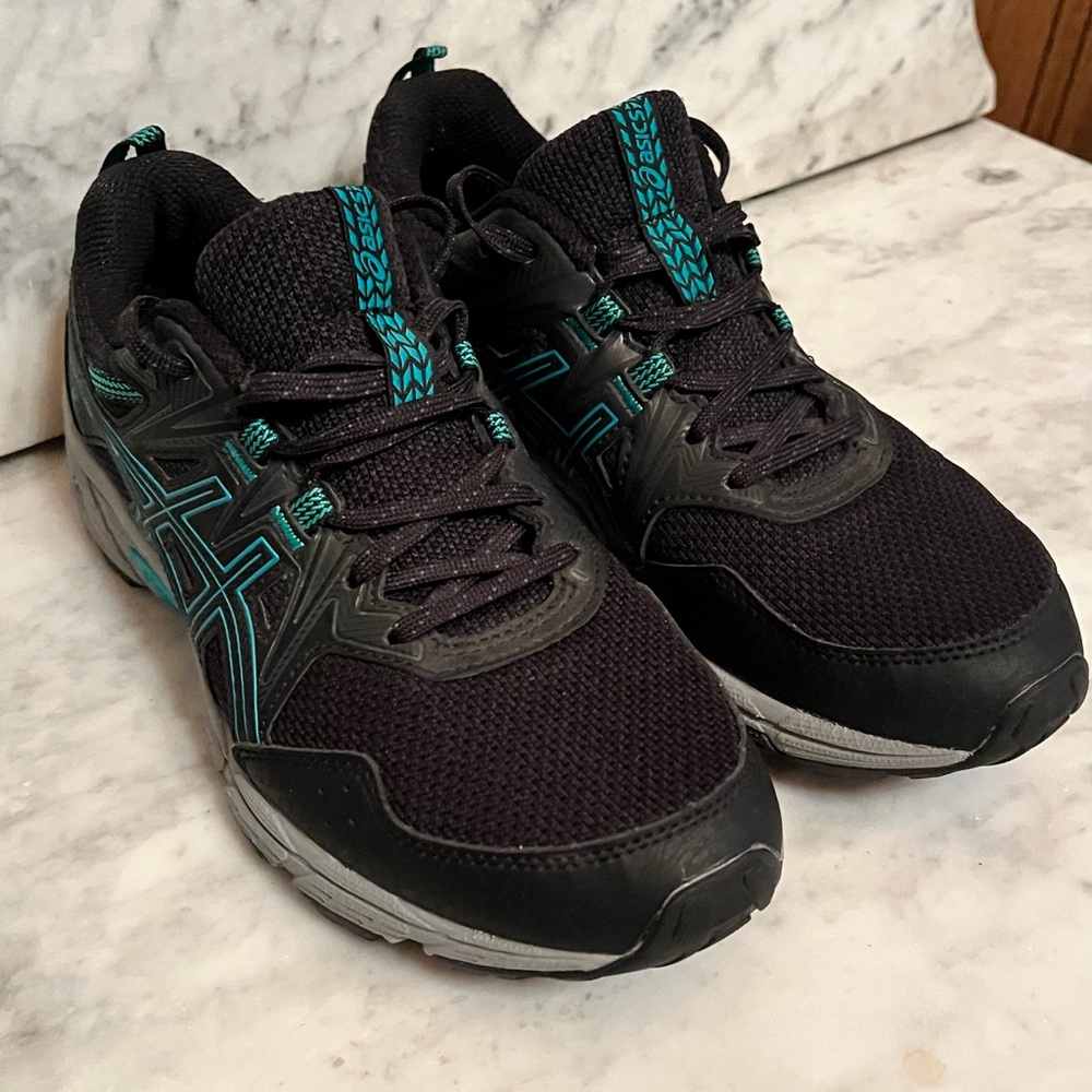 ASICS Women’s Gel-Venture 7 Trail Running Shoes – Size 7 – Black/Teal – Like New